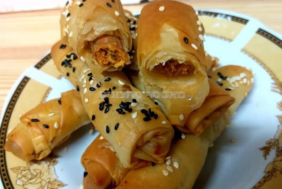 עלי פילו ממולא דגים אפויים בתנור