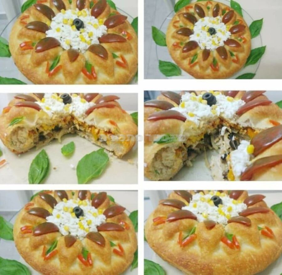 מאפה פיצה בתוך תבנית סיליקון עם צורה