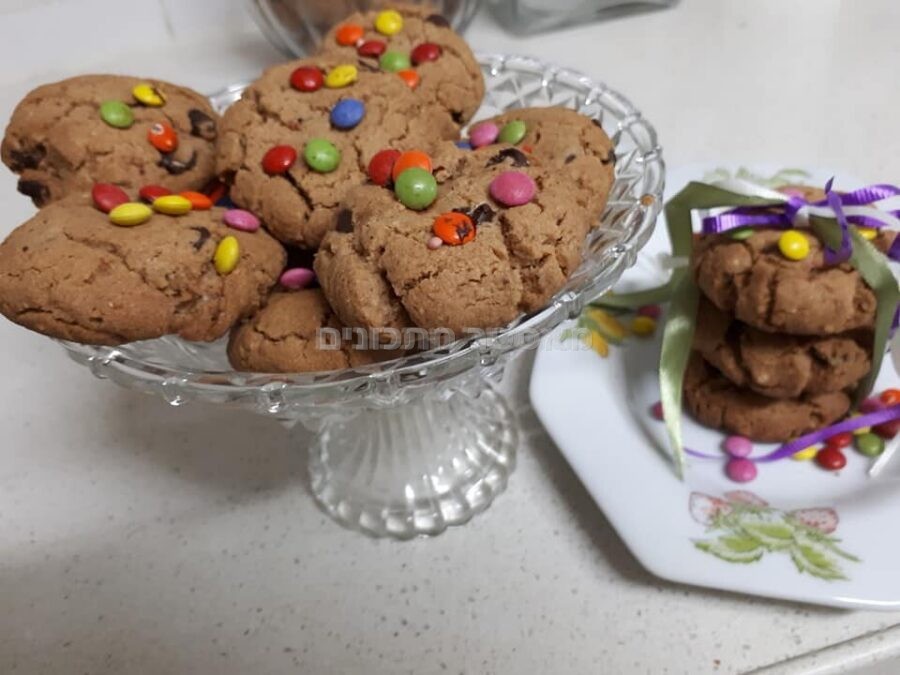 עוגיות שוקולד צ’יפס מלאות נוגט ואגוזים כשרות לפסח