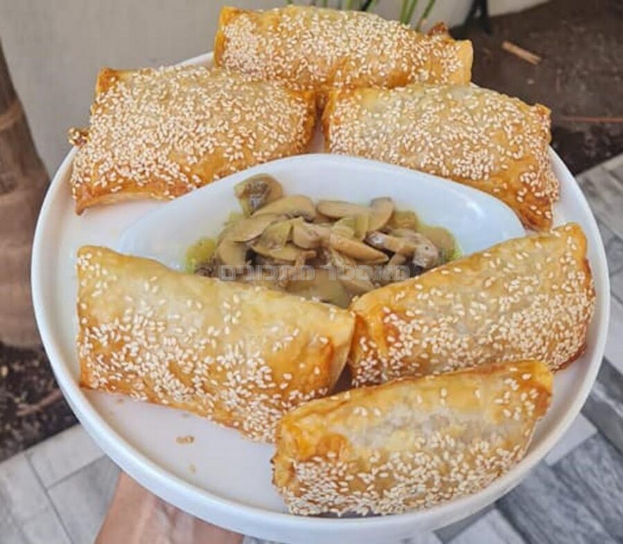 בורקס בשר עם רוטב פטריות