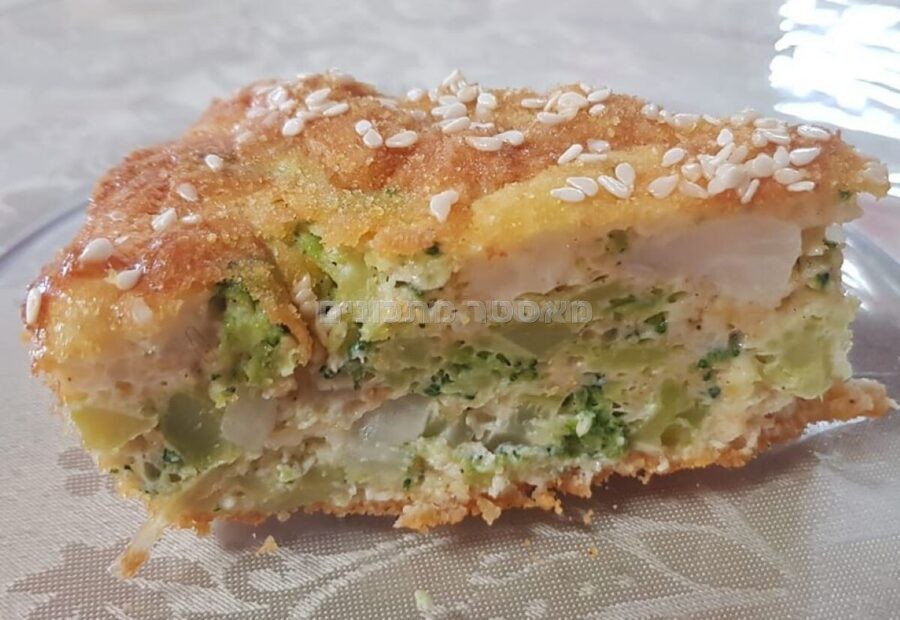 פשטידת ברוקולי כרובית בצל עם פירורי לחם ללא גלוטן