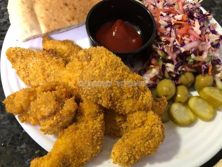 פילה שניצל אפוי בציפוי פירורים (ללא ביצים)