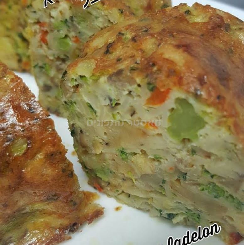 פשטידת ברוקולי, פטריות,בצל , ותפו"א