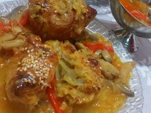 מאפה אישי במילוי פירה עם בצל ופטריות