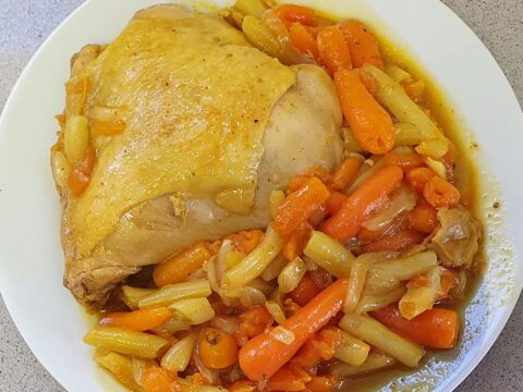 עוף שעועית צהובה וגזר גמדי_מתכון של יפה וקס-ברקו