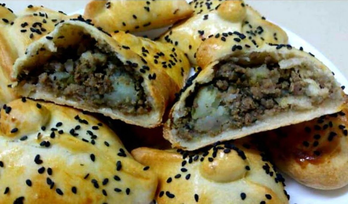 מאפה במילוי בשר ותפוחי אדמה ❤ בצק ללא שמרים ❤_מתכון של ירדנה ג'נאח