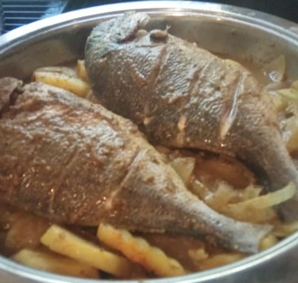 דניס עם שומר ותפוחי אדמה .ברוטב שומר_מתכון של אורנה זוארי