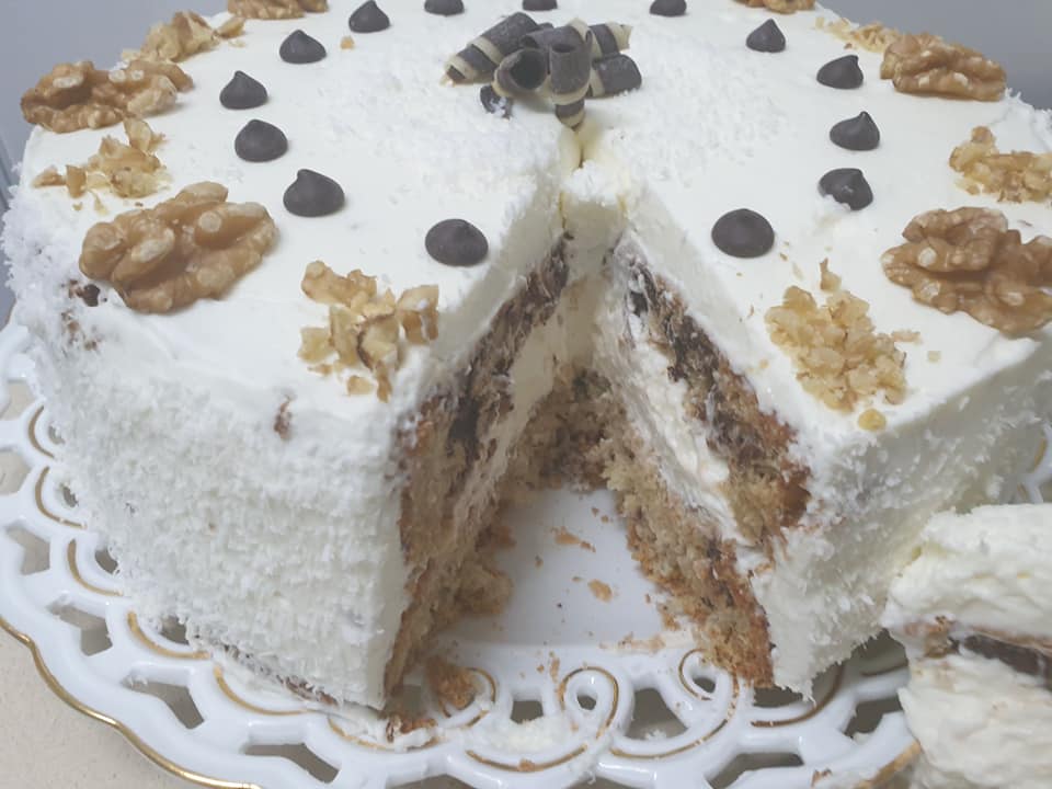 עוגת שקדים קוקוס ושוקולד ❤_מתכון של ירדנה ג'נאח