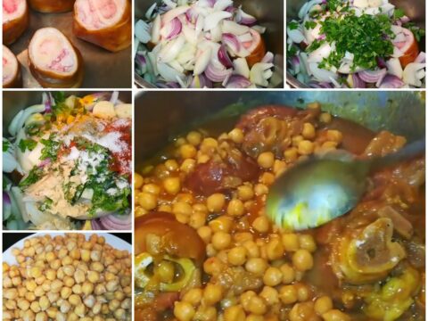 רגליים של פרה עם חומוס (במרוקאית : קרעה מעה לח'מס  ) _מתכון של תכלת אזולאי ( המטבח של תכלת ) – מאסטר מתכונים