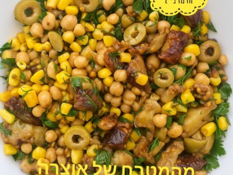 סלט חגיגי של חומוס וחציל _מתכון של אוצרה ברזלי– מאסטר מתכונים